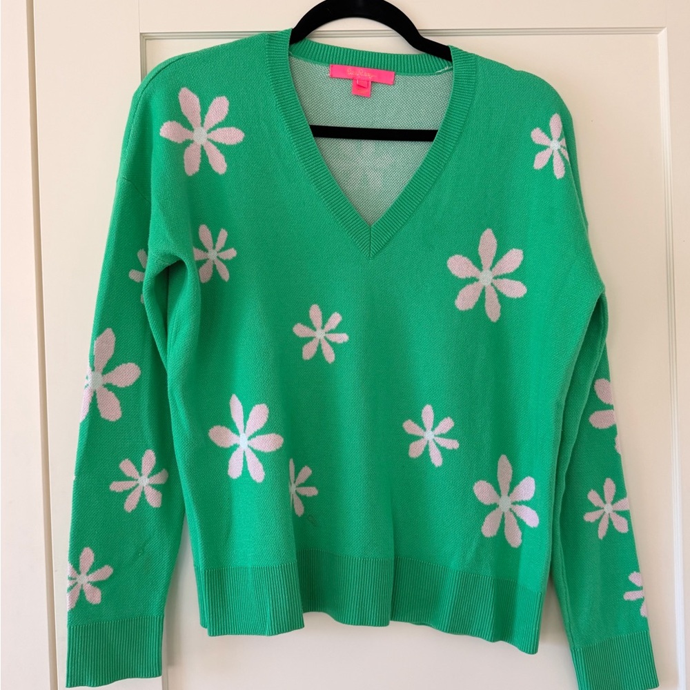Lilly Pulitzer Tensley Sweater in Spearmint Blossom Jacquard